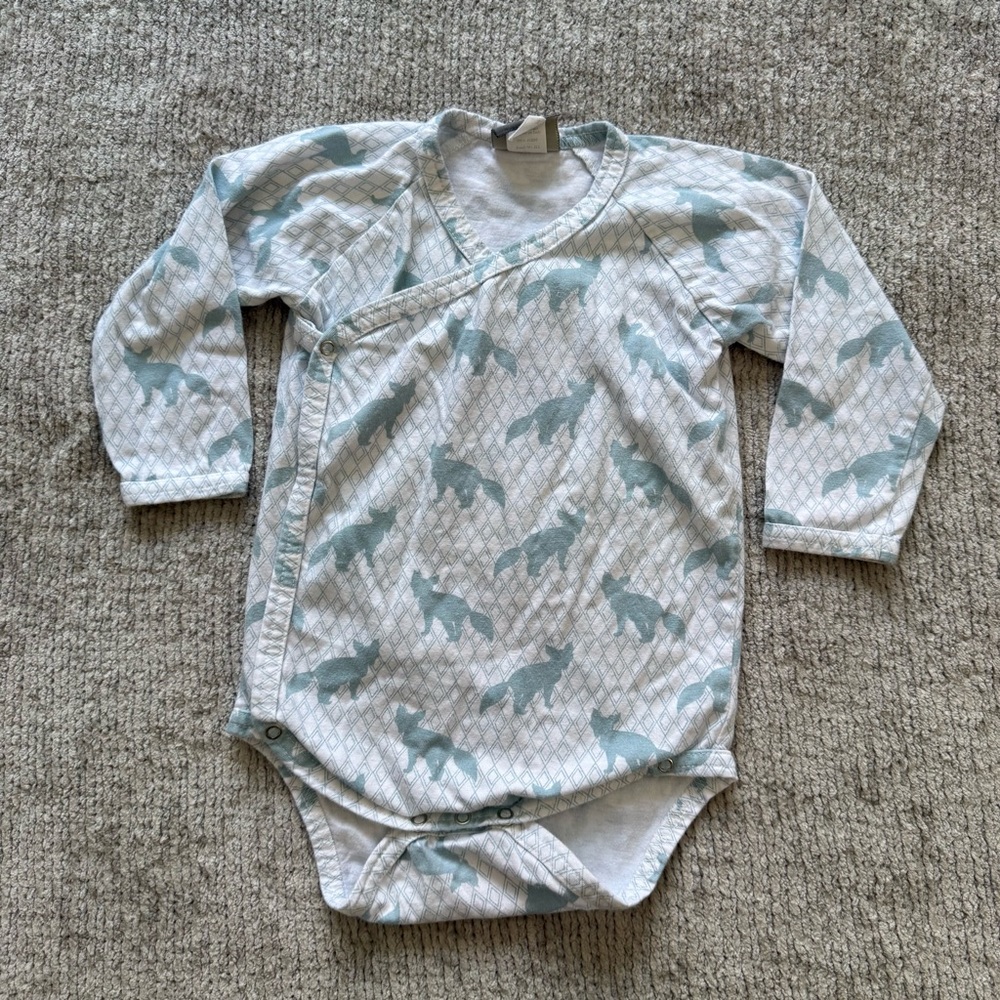 Kate Quinn Organic Cotton Fox Print Kimono‎ Bodysuit 18-24M